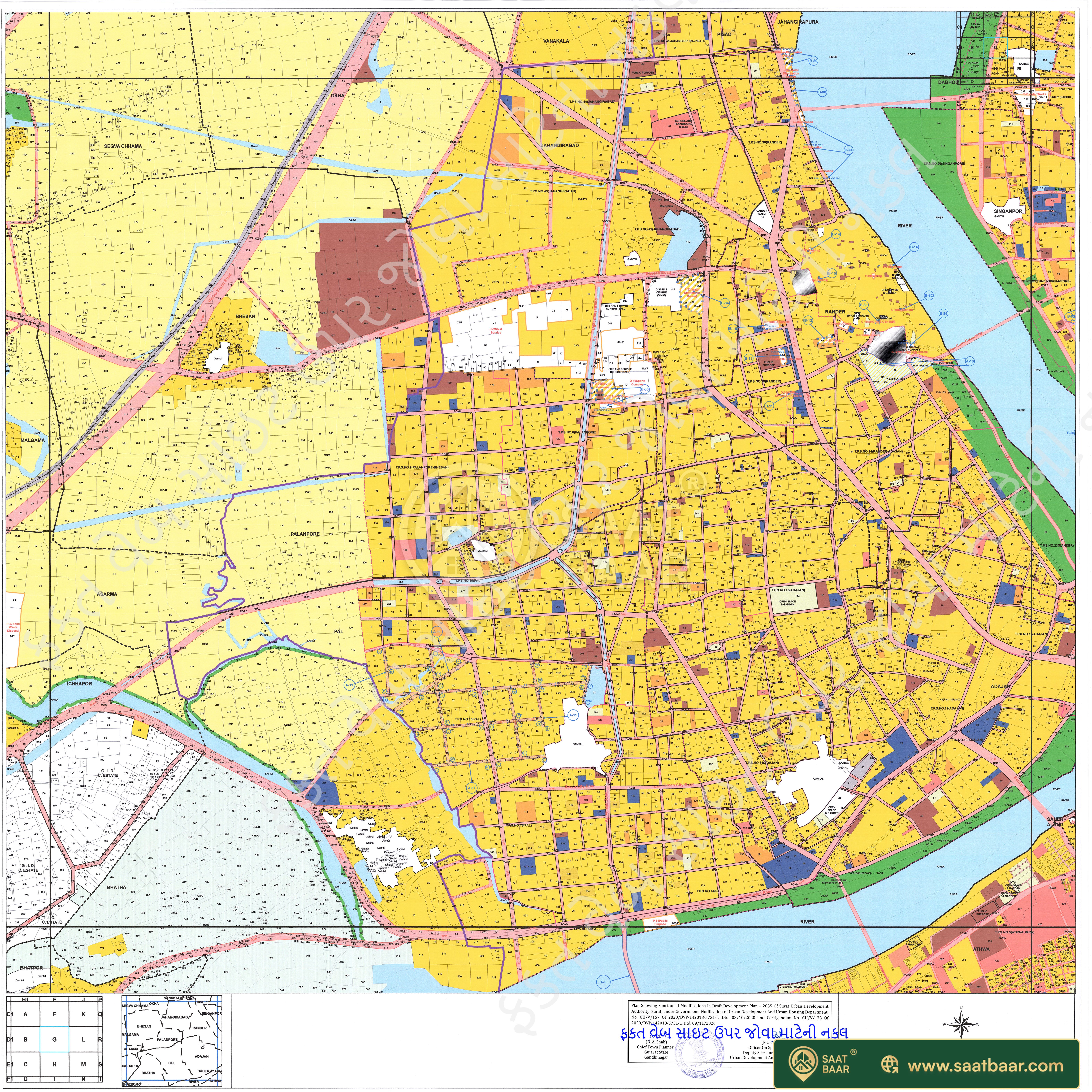 G-2035 Segva Chhama, Okha, Bhesan, Ashrama, Ichhapor, Bhatha, Bhatpor, Pal, Palanpore, Jahangirabad, Vanakala, Pisad, Rander, Adajan, Athwa, Saher Alang, Singanpore